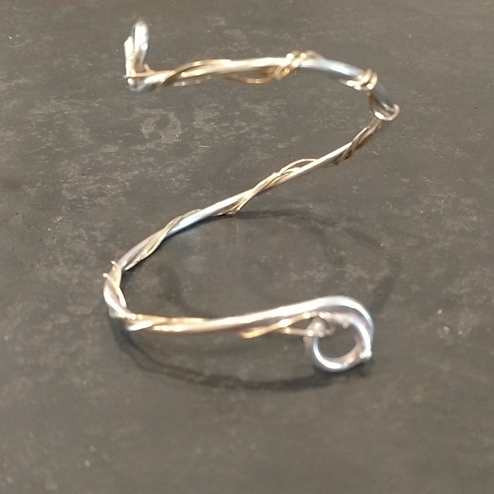 Silver and Gold Wire Climber Cuff bracelet